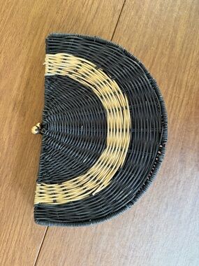 Target Black and Natural Woven Half-Moon Clutch